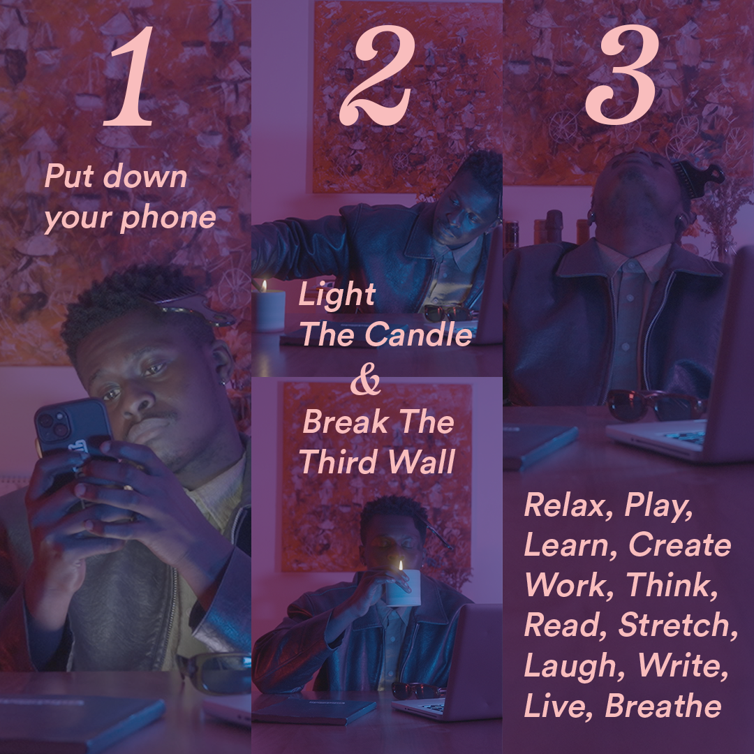 An info graphic of a man using the product