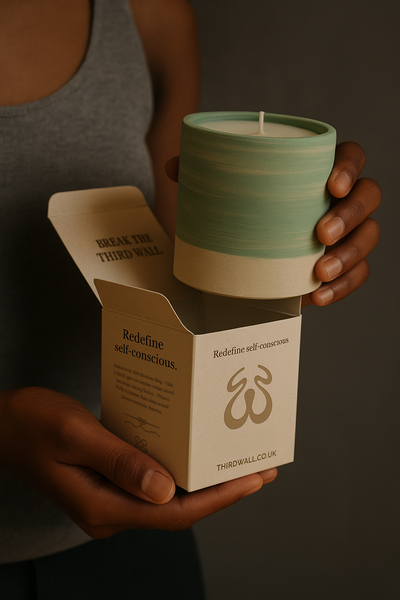 A woman unboxing a mint ThirdWall candle