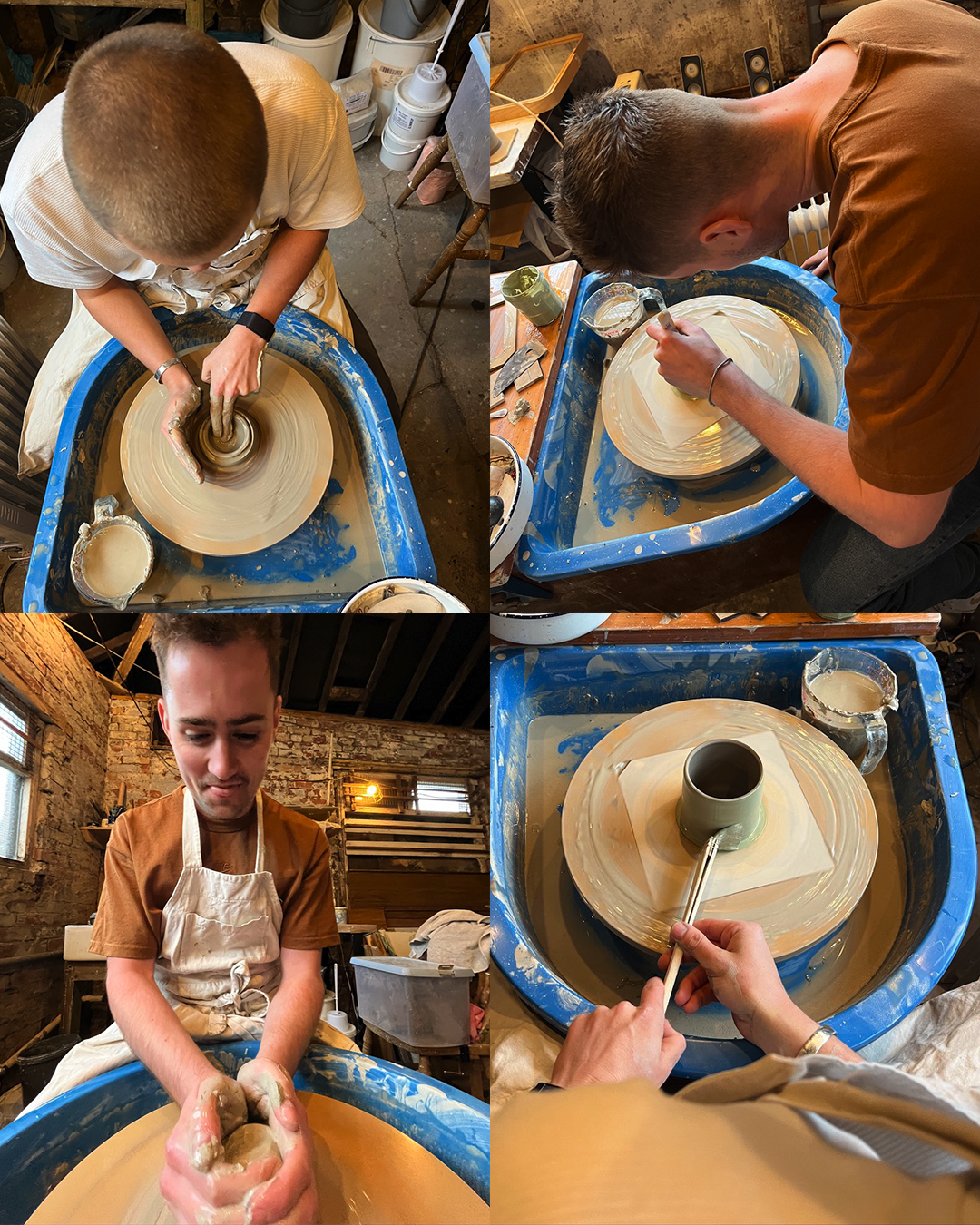 ThirdWall founders Dan and Charlie spinning clay, crafting and painting a ThirdWall vessel.